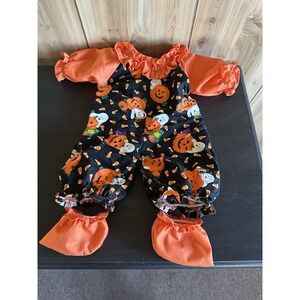 Vtg Halloween Baby Doll Romper With Little Booties Ghosts Pumpkins  Cute Clothes